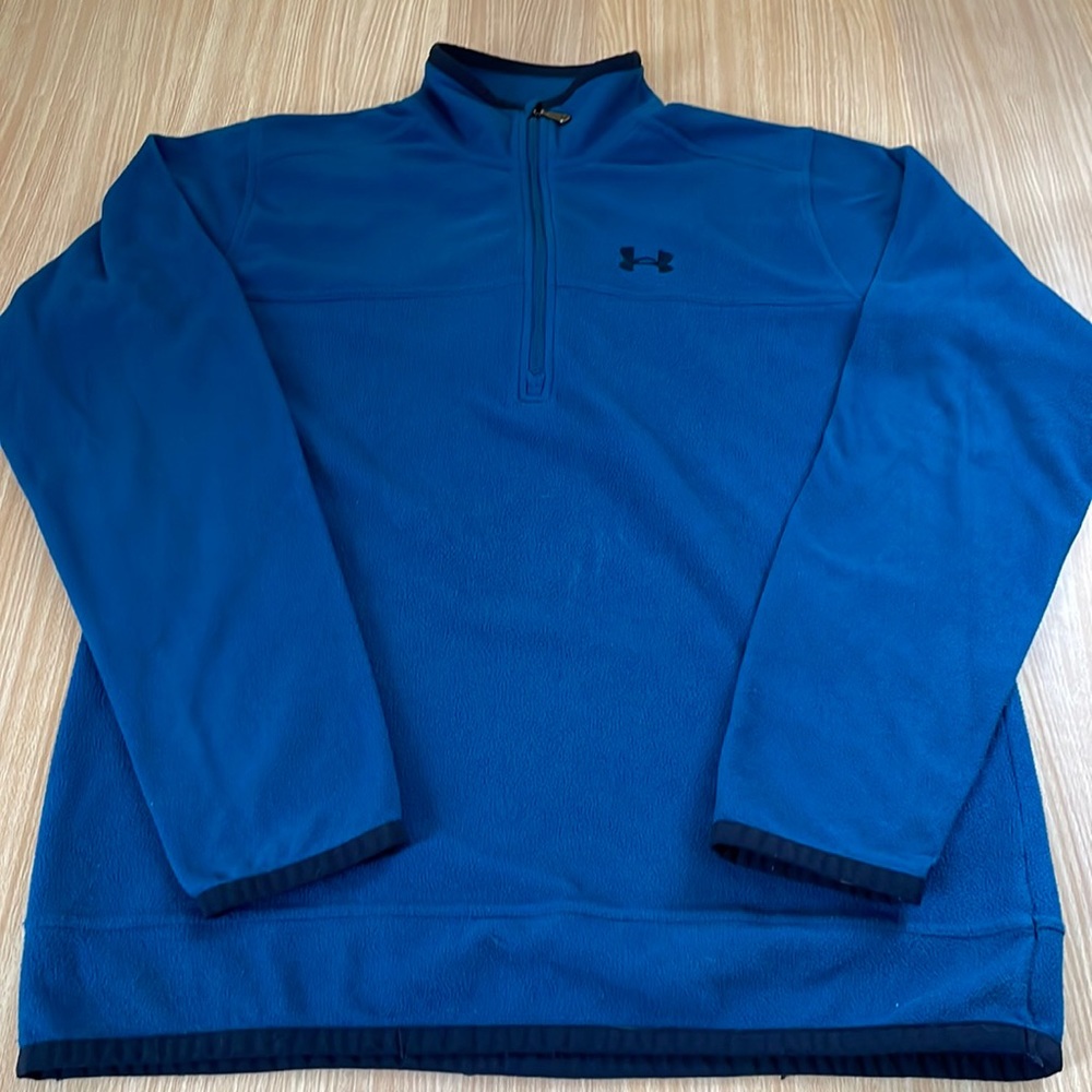 Under Armour 1/4 quarter zip fleece pull-on jacket royal blue with pockets men’s